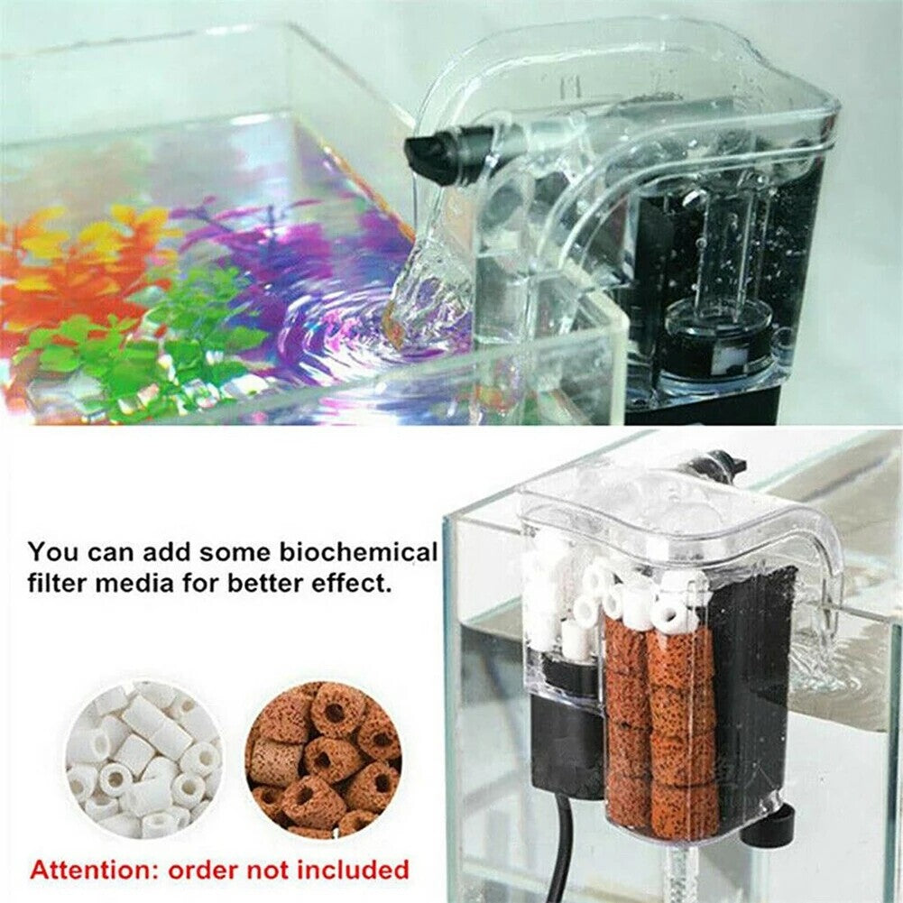 External Water Filter for Aquarium Fish Tank with Oxygenation Cascade Flow