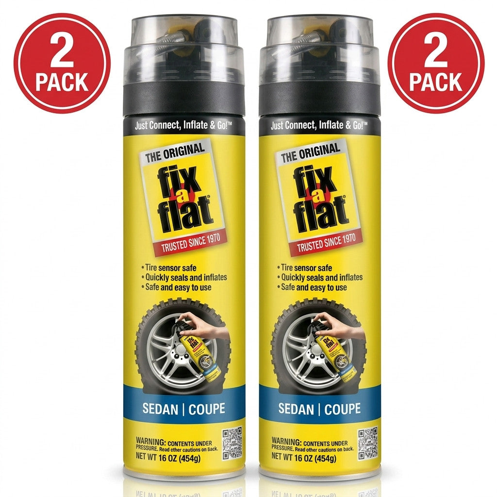 2 Pack 16oz Emergency Flat Tire Sealant & Inflator for Standard Car Tires