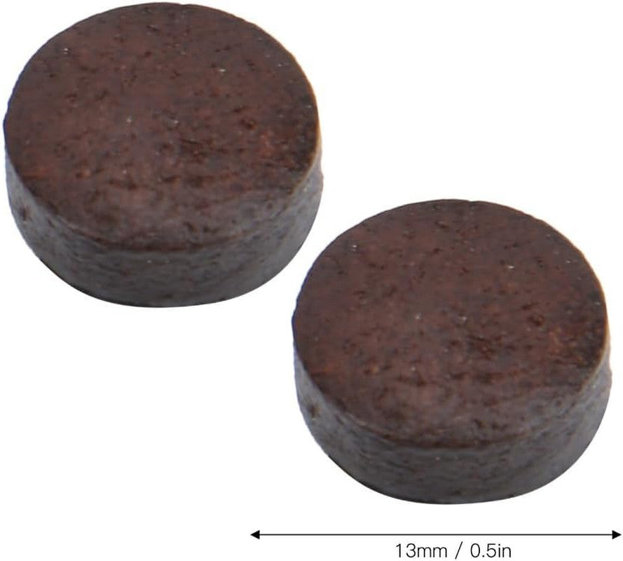 13mm Cowhide Billiard Cue Tips - 50 Pack Brown-Red Replacement Tips