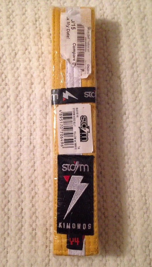 Kids Belt Yellow White Y4 - Storm Kimonons Children's Waist Accessory
