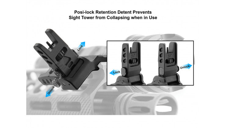 45 Degree Offset Aluminum Flip Up Sights for Rifles and Firearms