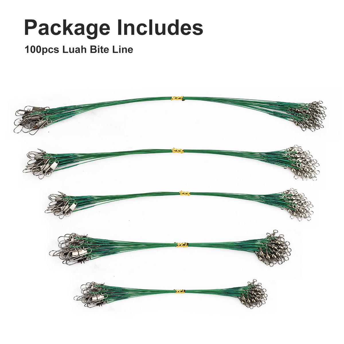 Stainless Steel Fishing Wire Leaders with Snap Swivels - 100 Pack