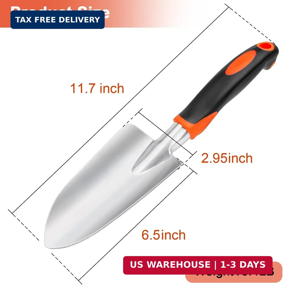Heavy Duty Garden Hand Trowel with Ergonomic Handle - Rust Resistant Aluminum Soil Scoop