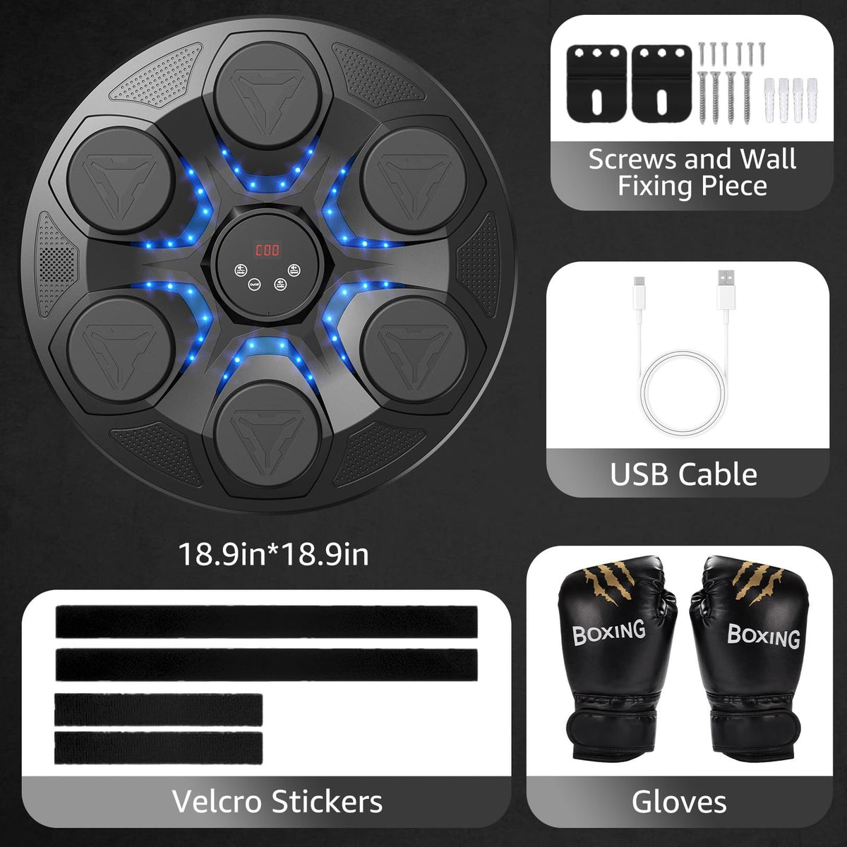 Music Boxing Machine for Adults and Kids Wall-Mounted Interactive Punching Bag
