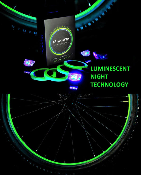 Glow in Dark Bicycle Rim Lights Kit with UV Activation - Green