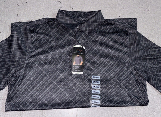 Golf Sun Protection Polo Shirt for Men Small Black UPF Moisture-Wicking