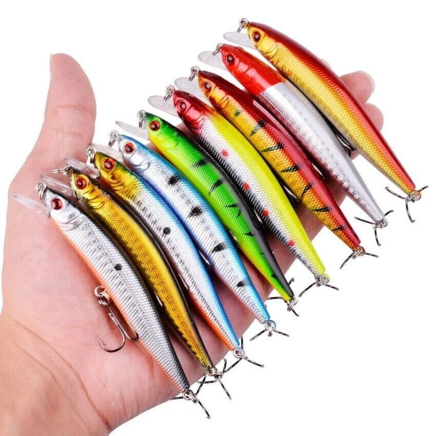 10 Pcs Fishing Lures Minnow Crankbaits Set for Bass & Freshwater Fishing