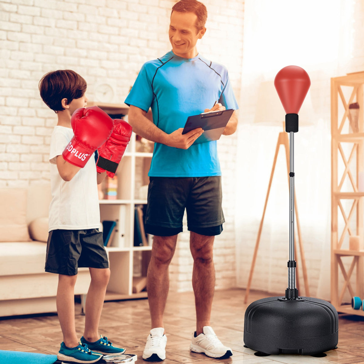 Adjustable Freestanding Punching Bag with Stand and Boxing Gloves for Kids and Adults