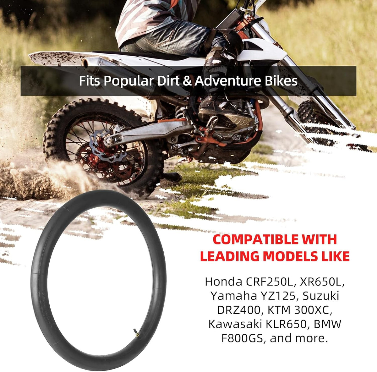 Heavy Duty 21-Inch Dirt Bike Inner Tube for Off-Road Motorcycles - 90/90-21, 80/100-21 Sizes