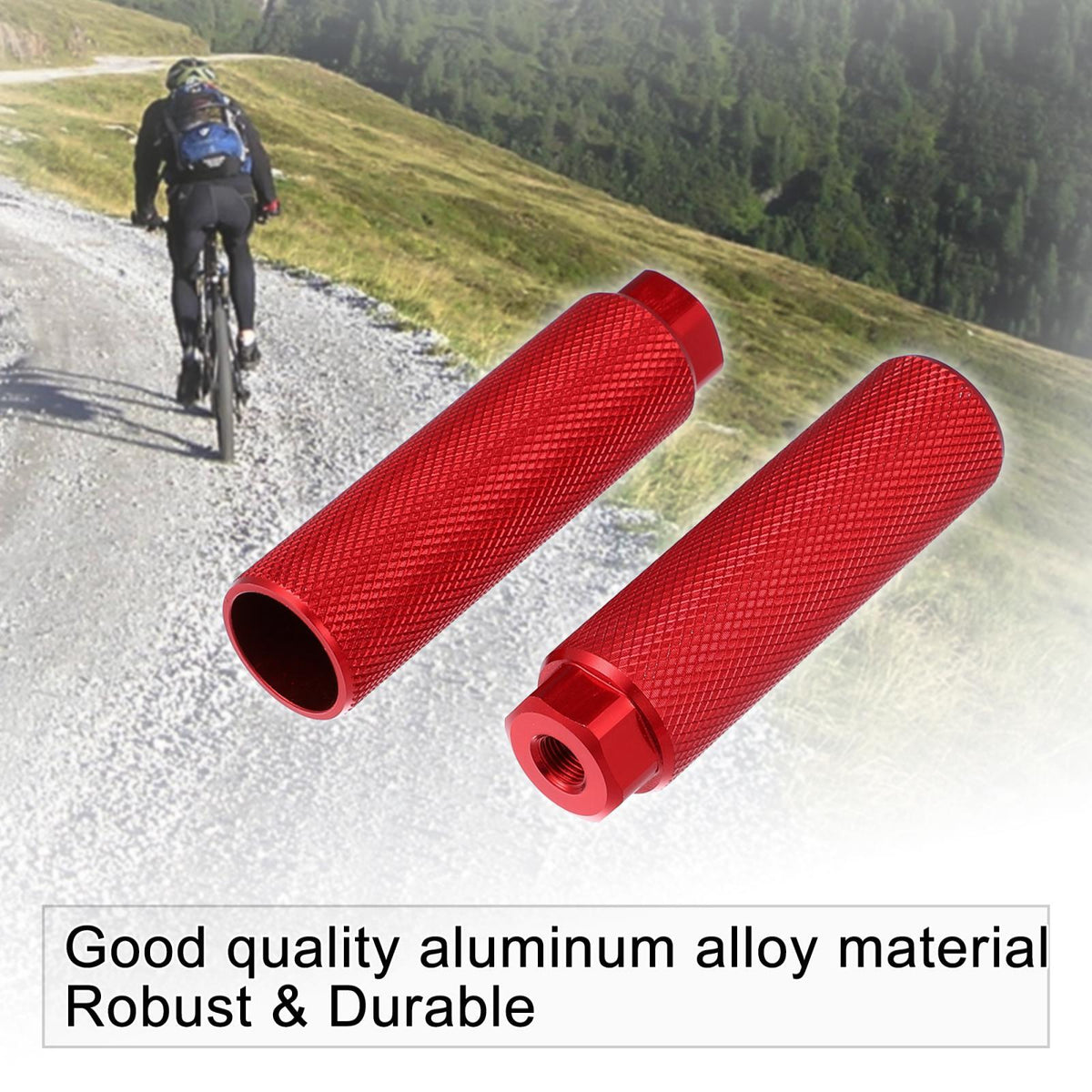 Aluminum Alloy Bicycle Foot Pegs for BMX MTB and Road Bikes 3/8 Inch Black Red Pair