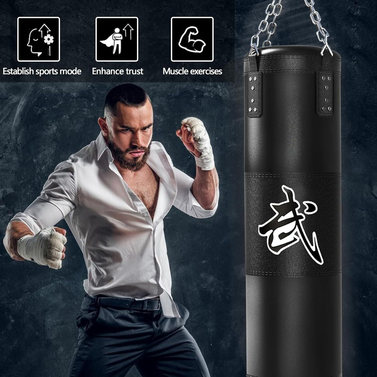 Heavy Bag Boxing Set 4ft with Gloves and Accessories for Adults