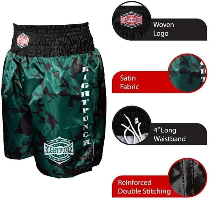 Boxing Shorts & Gloves Set for Men Women Training MMA Kickboxing Gear