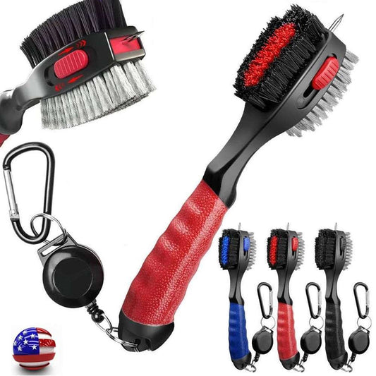Retractable Golf Club Brush Cleaner 3-in-1 Groove & Shoe Cleaning Tool Kit