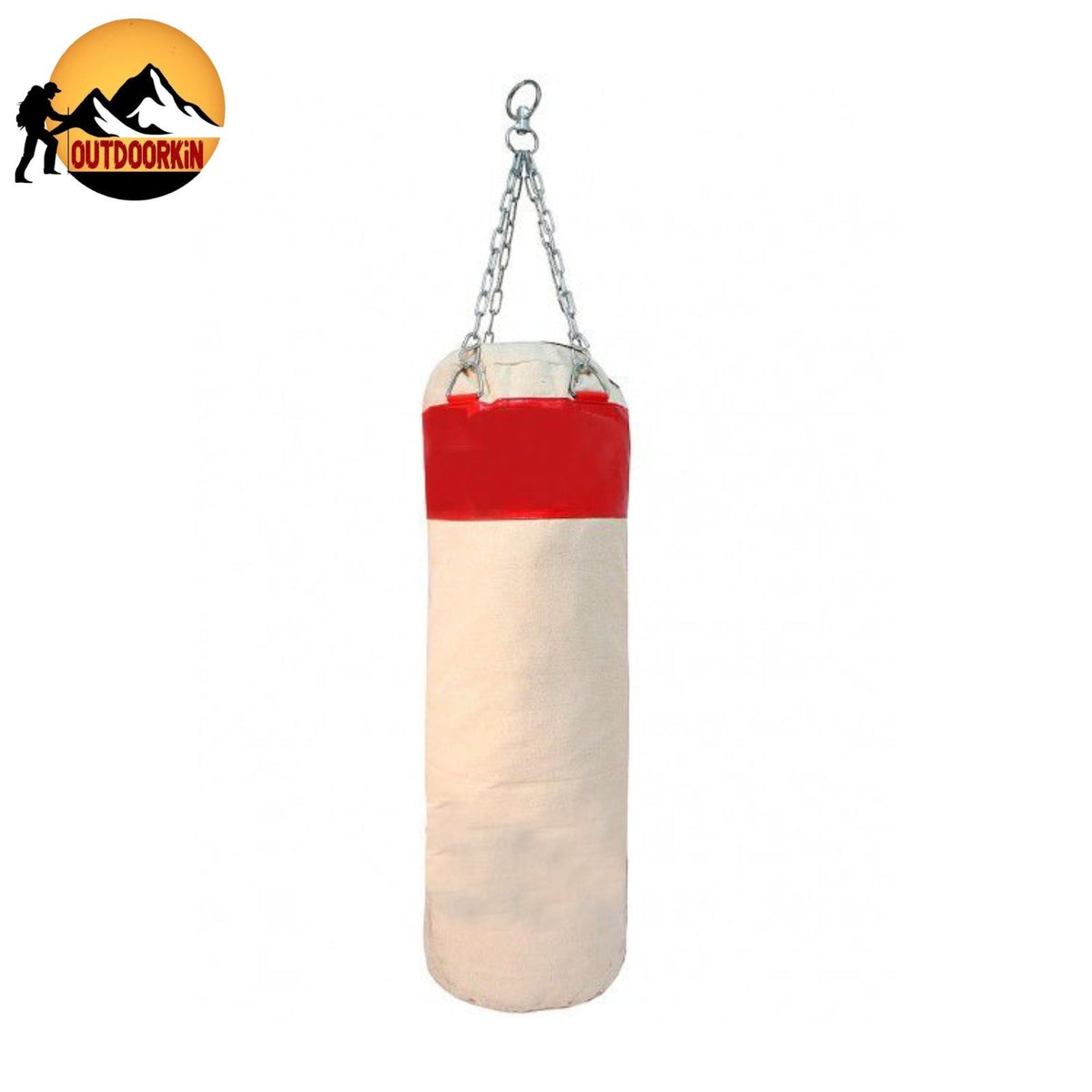 Red Canvas Punching Bag with Chains for Boxing & Fitness Training