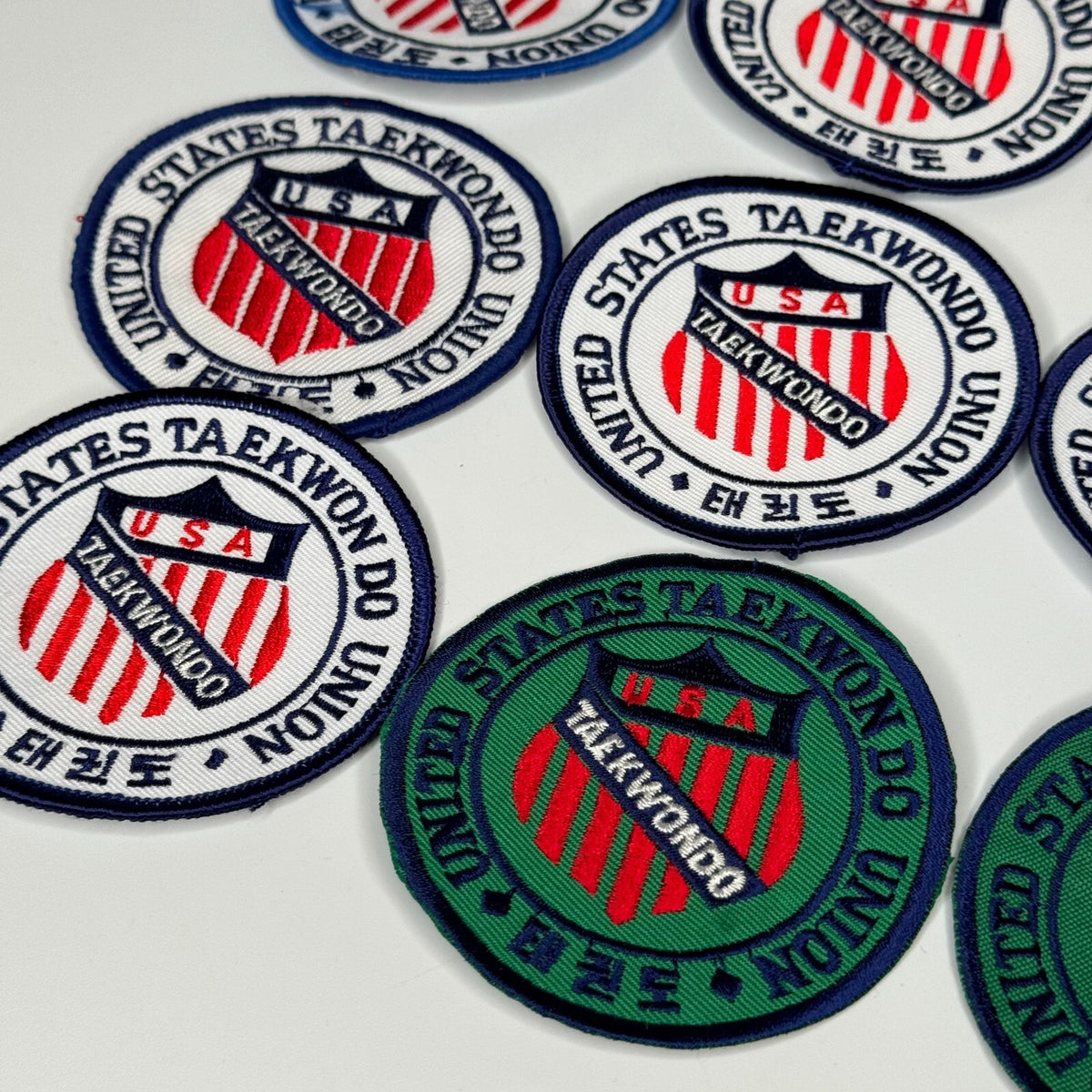 Martial Arts Patches Set - 16 Round United States Taekwondo Union Emblems, 3 Inch