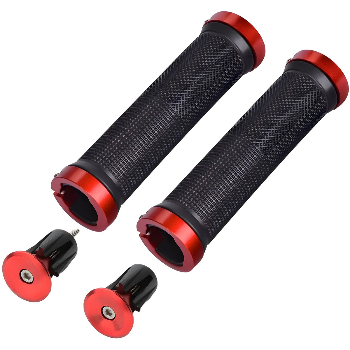 Ergonomic Rubber Bicycle Handlebar Grips with Aluminum Alloy End Plugs