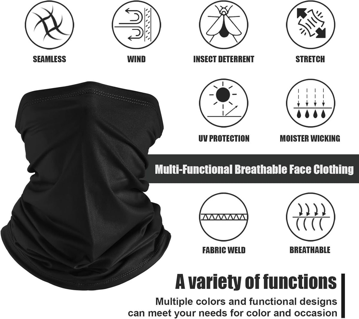 6-Pack UV Protection Summer Face Masks - Breathable Neck Gaiters for Sun & Dust