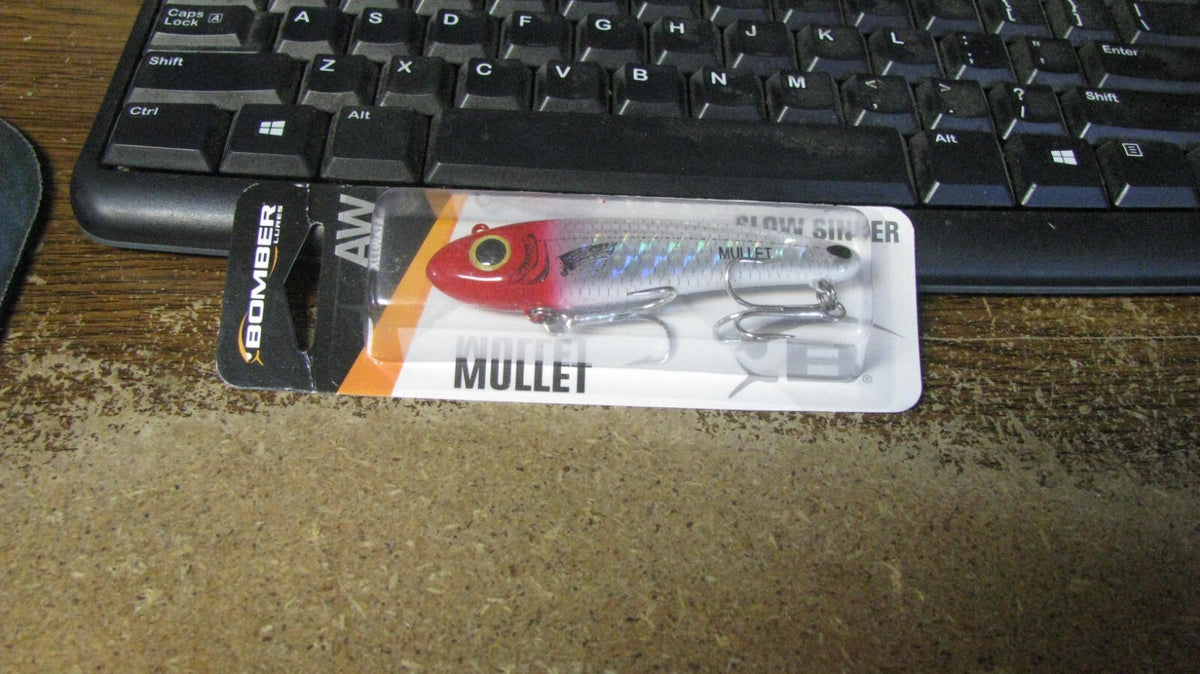 Bomber Mullet Nip 5/8 oz Saltwater Fishing Lure with Treble Hooks - Red Head Flash