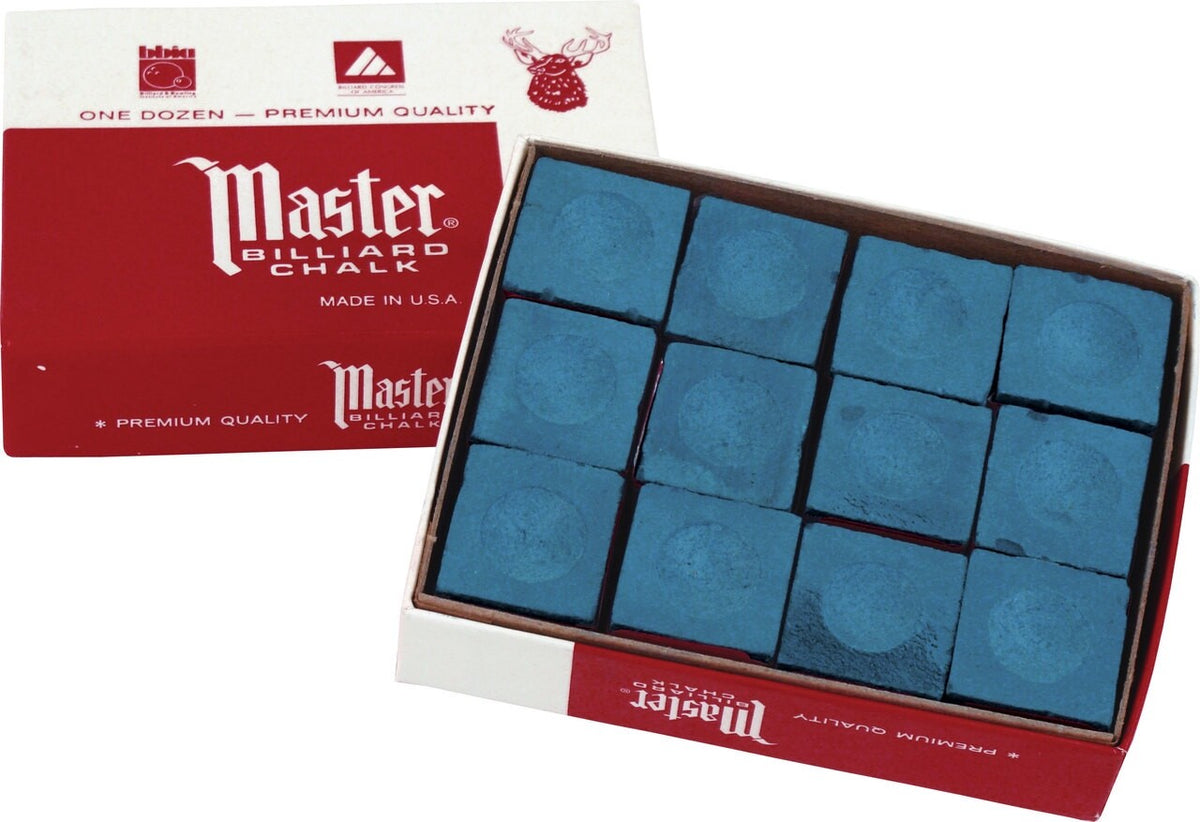 Master Blue Pool Cue Chalk 12 Pack - Official BCA Chalk for Pool