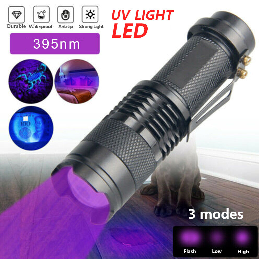 120000lm UV Blacklight Flashlight Waterproof Handheld Torch