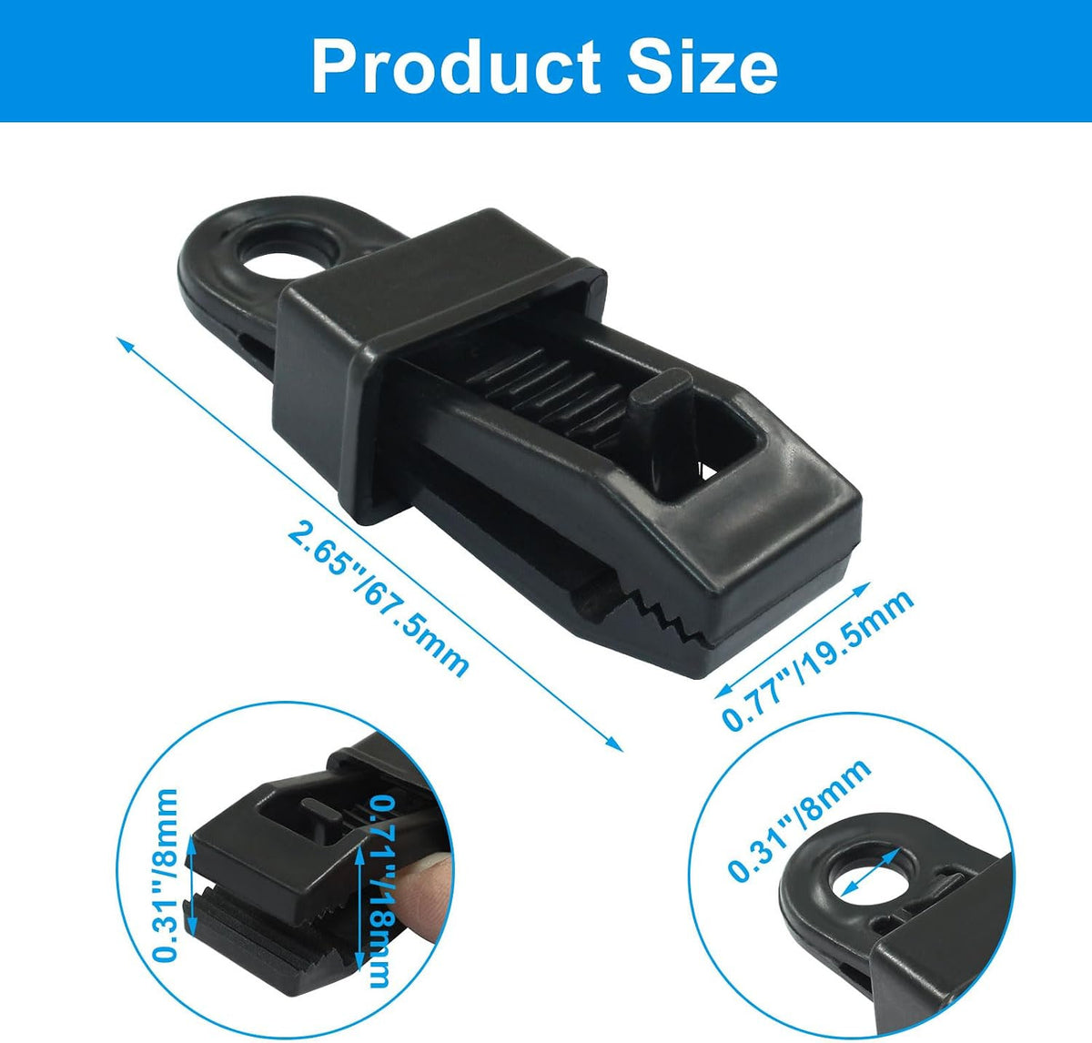 Heavy Duty Plastic Tarp Clips 20 Pack - Tent Clamps & Tent Accessories