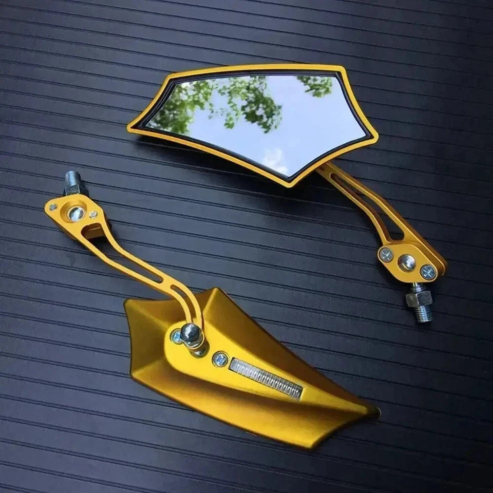 Universal Motorcycle & Bicycle Rearview Mirrors - 8mm & 10mm Fit, Adjustable Side Mirrors