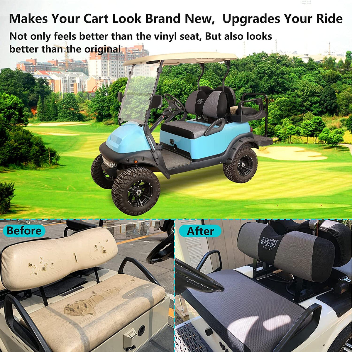 Golf Cart Seat Cover Set for Club Car Precedent Yamaha Breathable Washable Mesh