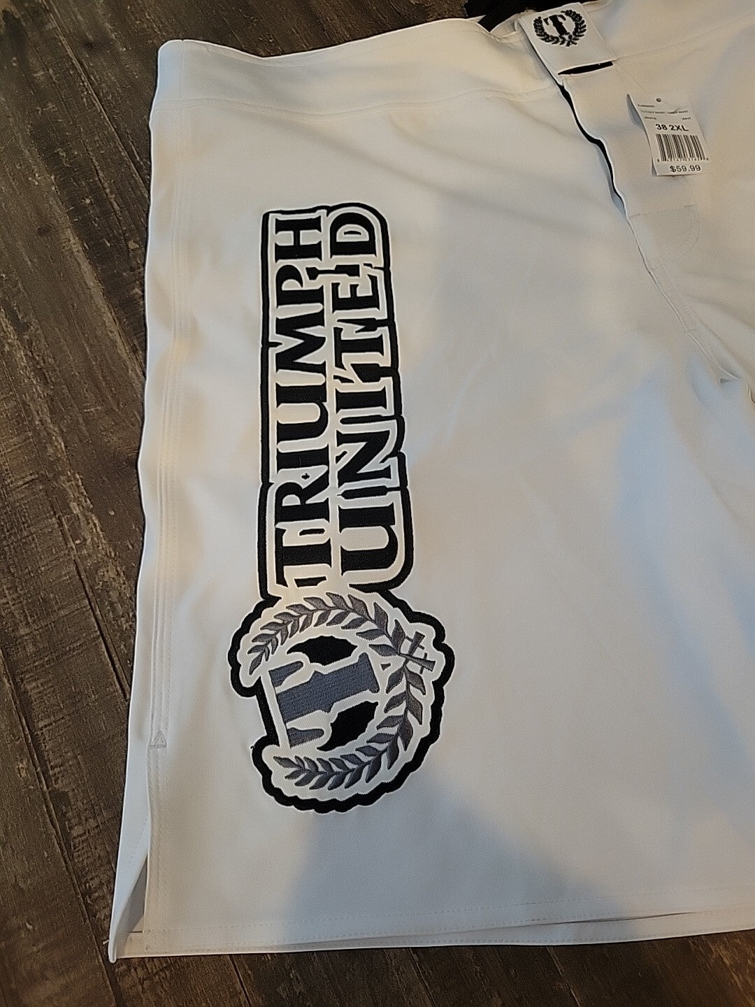 MMA Fight Shorts White 2XL Training Shorts with Drawstring