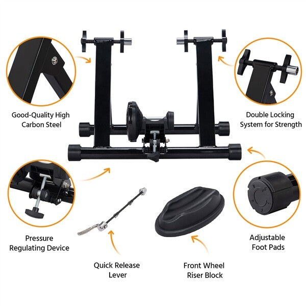 Magnetic Bike Trainer Stand for Indoor Cycling Fitness - Steel, Black