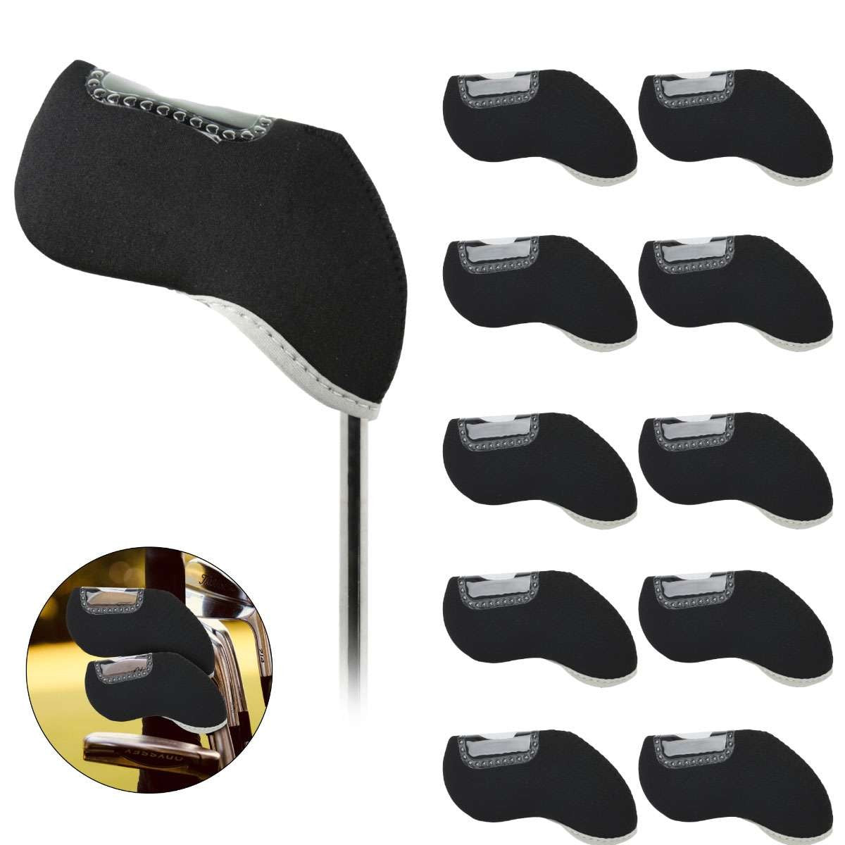 Golf Club Head Covers Set 10pcs Neoprene Iron Protector Covers