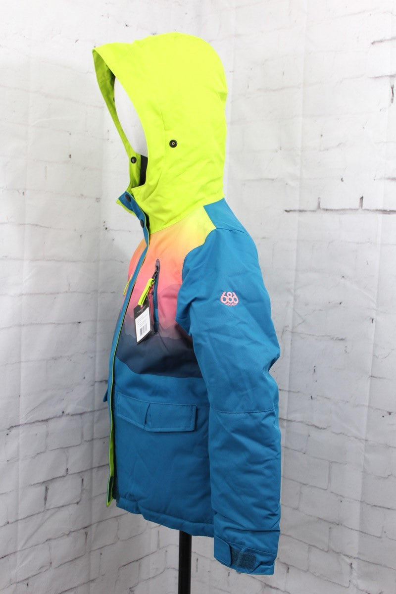 Girl's Youth Snow Jacket with Insulation and Waterproof Features - Small, Dark Lagoon/Mountain Sunset