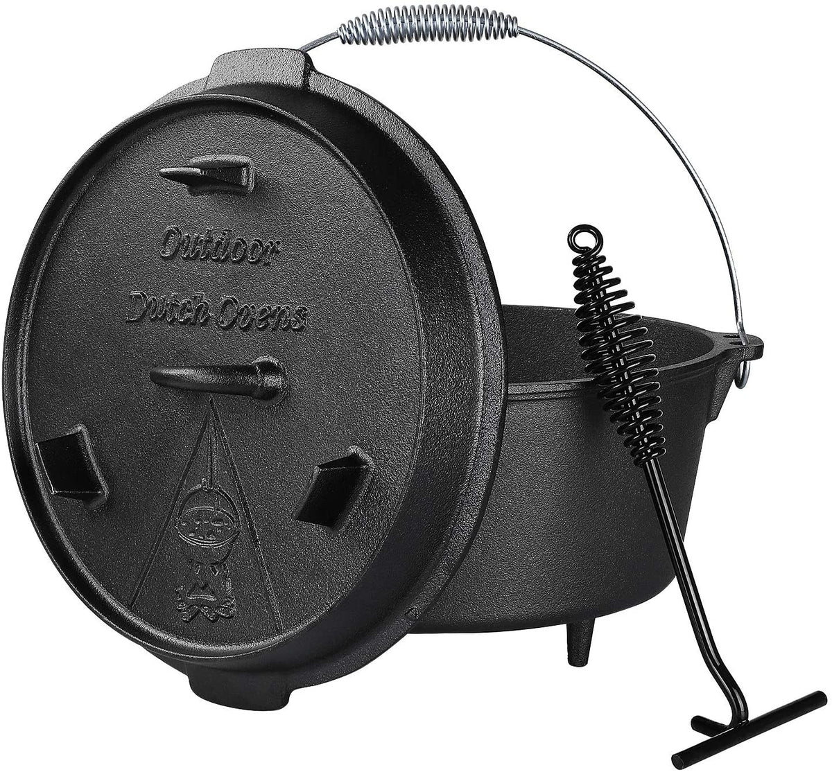 Pre-Seasoned Cast Iron Dutch Oven 9Qt for Camping & Home Cooking