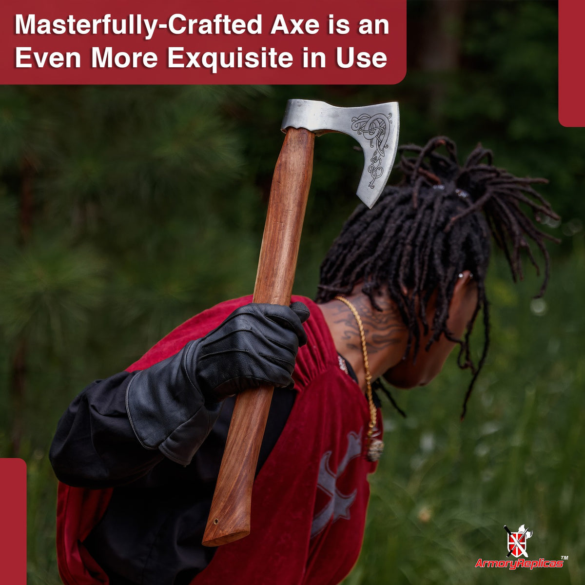 Medieval Warrior Shield Maiden Axe with Sheesham Handle and Steel Blade
