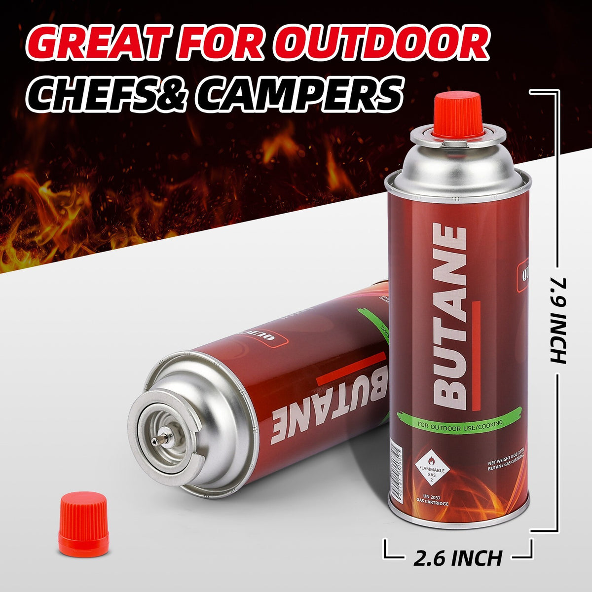 24 Pack Butane Fuel Canisters for Camping Stove - Explosion Proof & Safe
