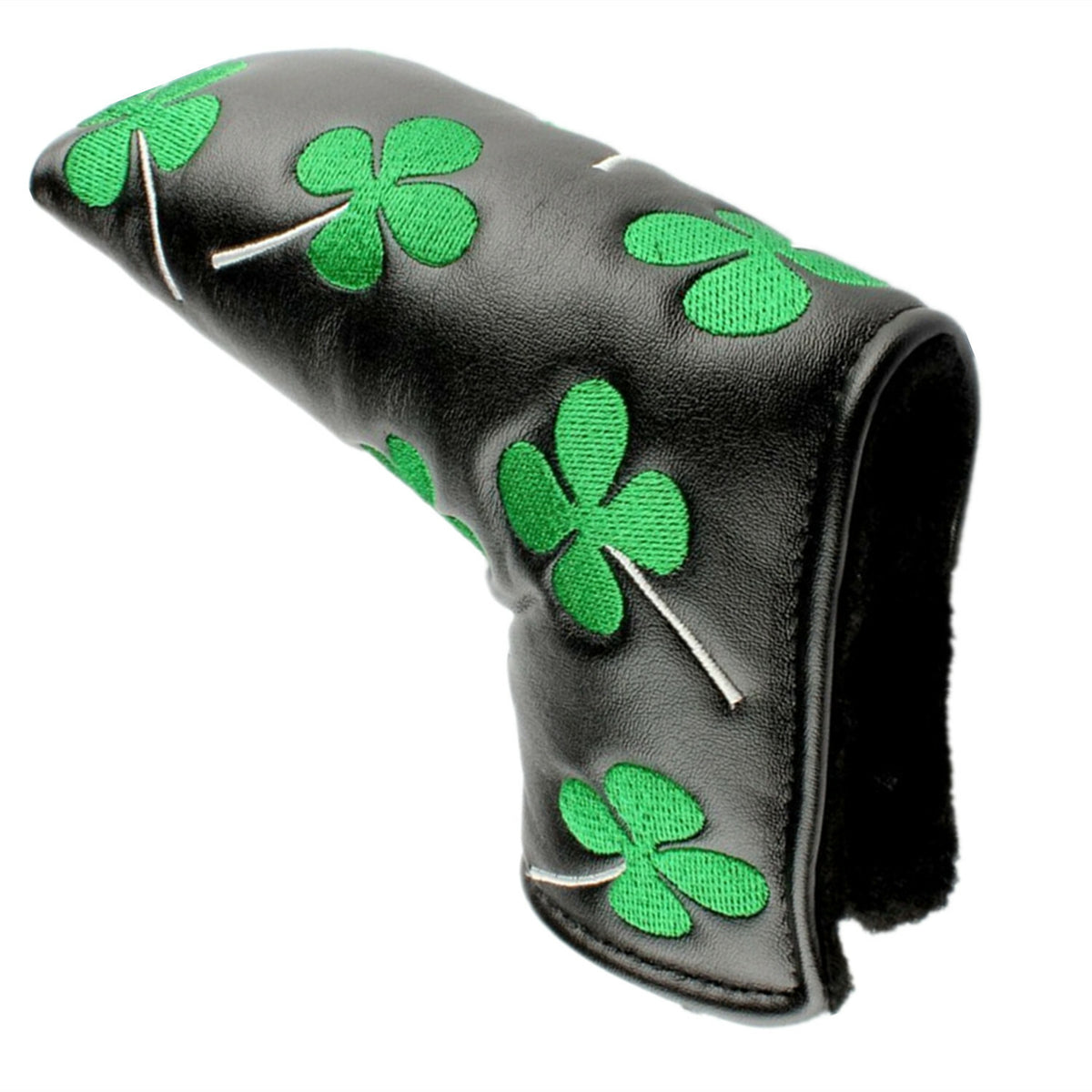 Lucky Clover Leather Putter Head Cover for Blade Golf Clubs - Black