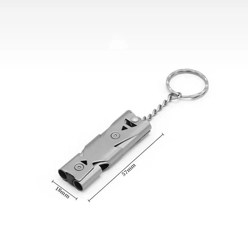 Emergency Survival Whistle 150DB Double Tube Steel Rescue Tool Compact & Loud