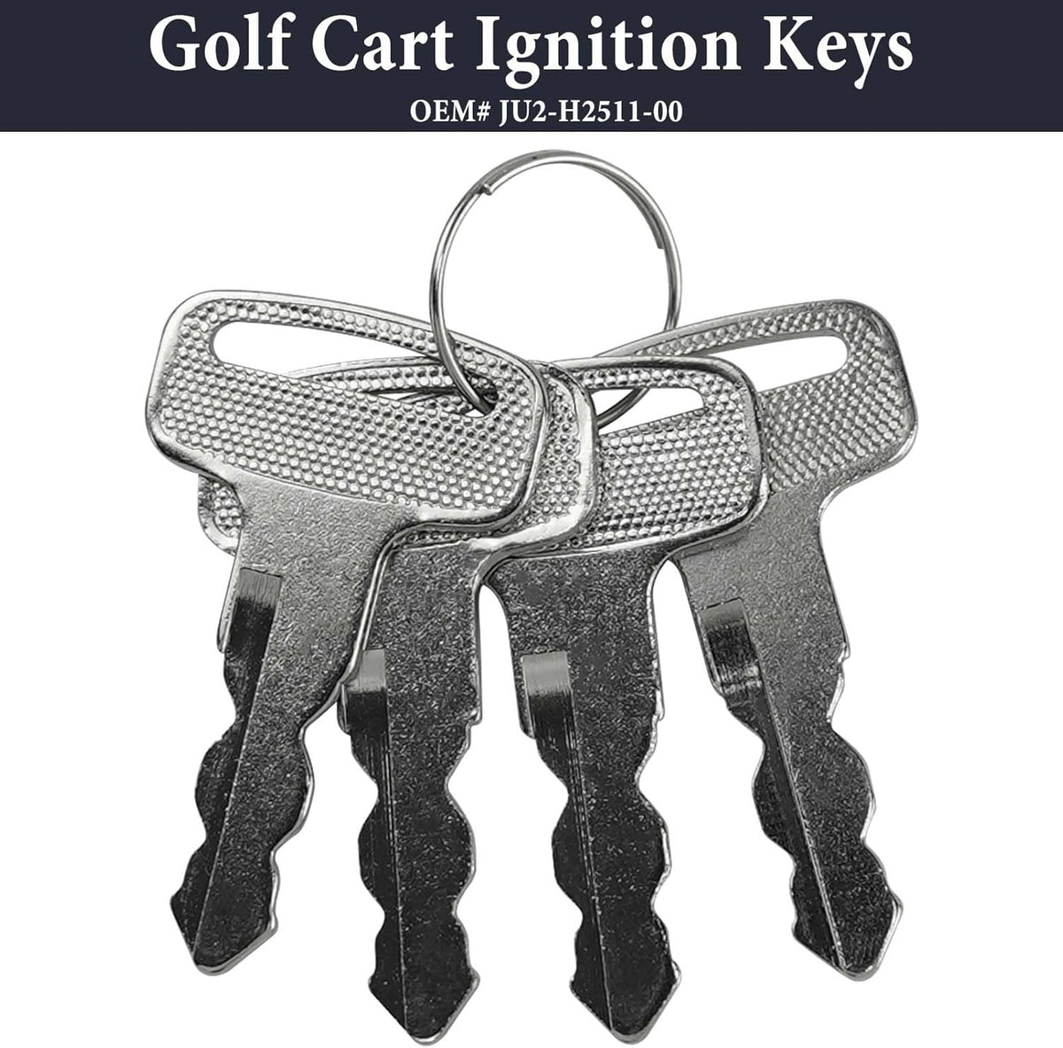 Golf Cart Ignition Keys Replacement Set for Yamaha G14 G16 G19 G22 G29 - 4 Keys & 2 Keychains