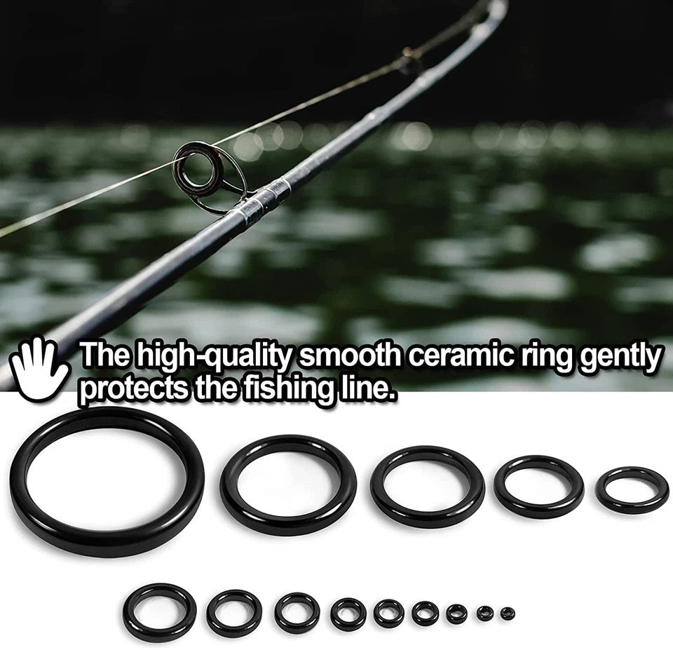 Fishing Rod Repair Kit with Ceramic Guide Rings - 14 Sizes Replacement Set