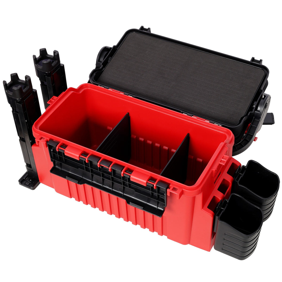 Large 2-Layer Fishing Tackle Box with Rod & Cup Holders - Waterproof 11L Storage Organizer