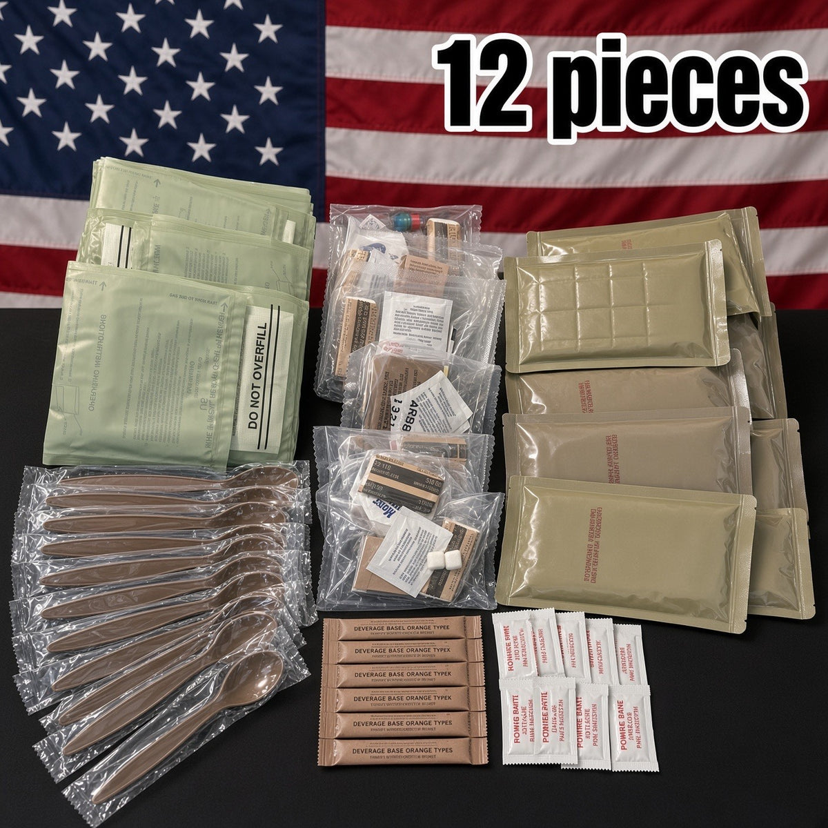 Emergency Meal Kit with 12-24 Pack Meals, Utensils & Accessories