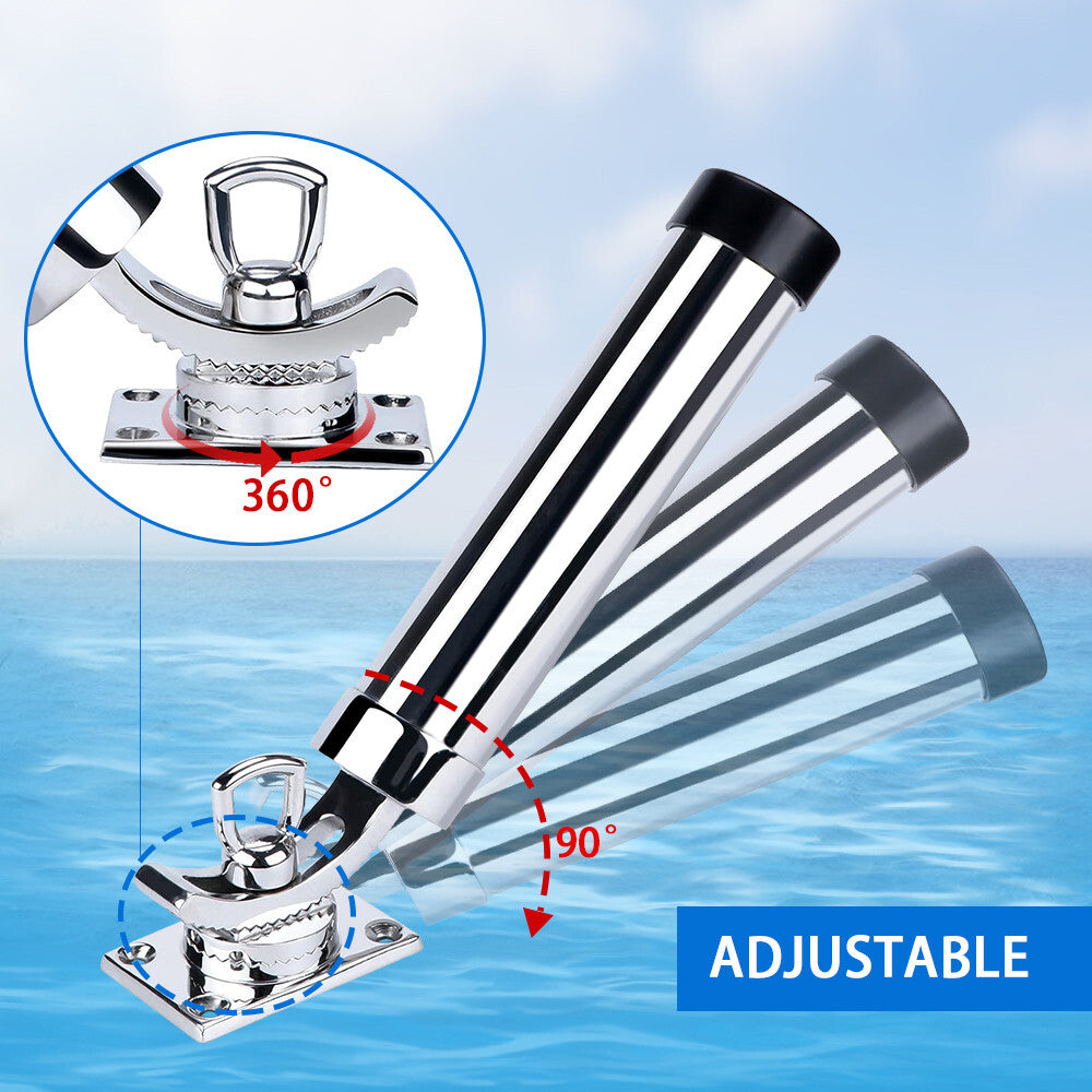 4-Pack Stainless Steel Boat Fishing Rod Holders 360° Rotation Outrigger Mounts