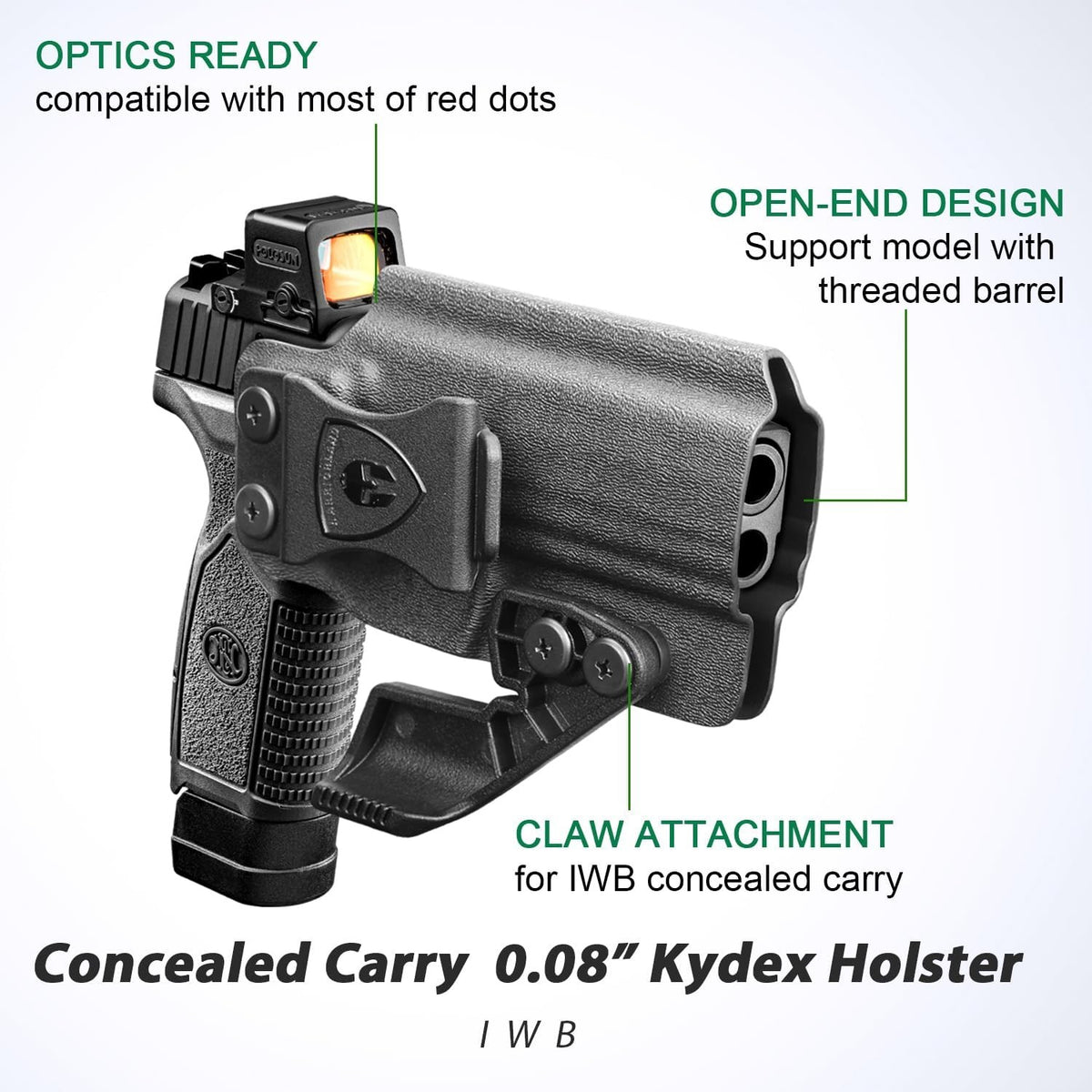 Kydex Holster for FN Reflex Pistols - Inside Waistband, Right-Hand, Optics Cut, Adjustable Cant