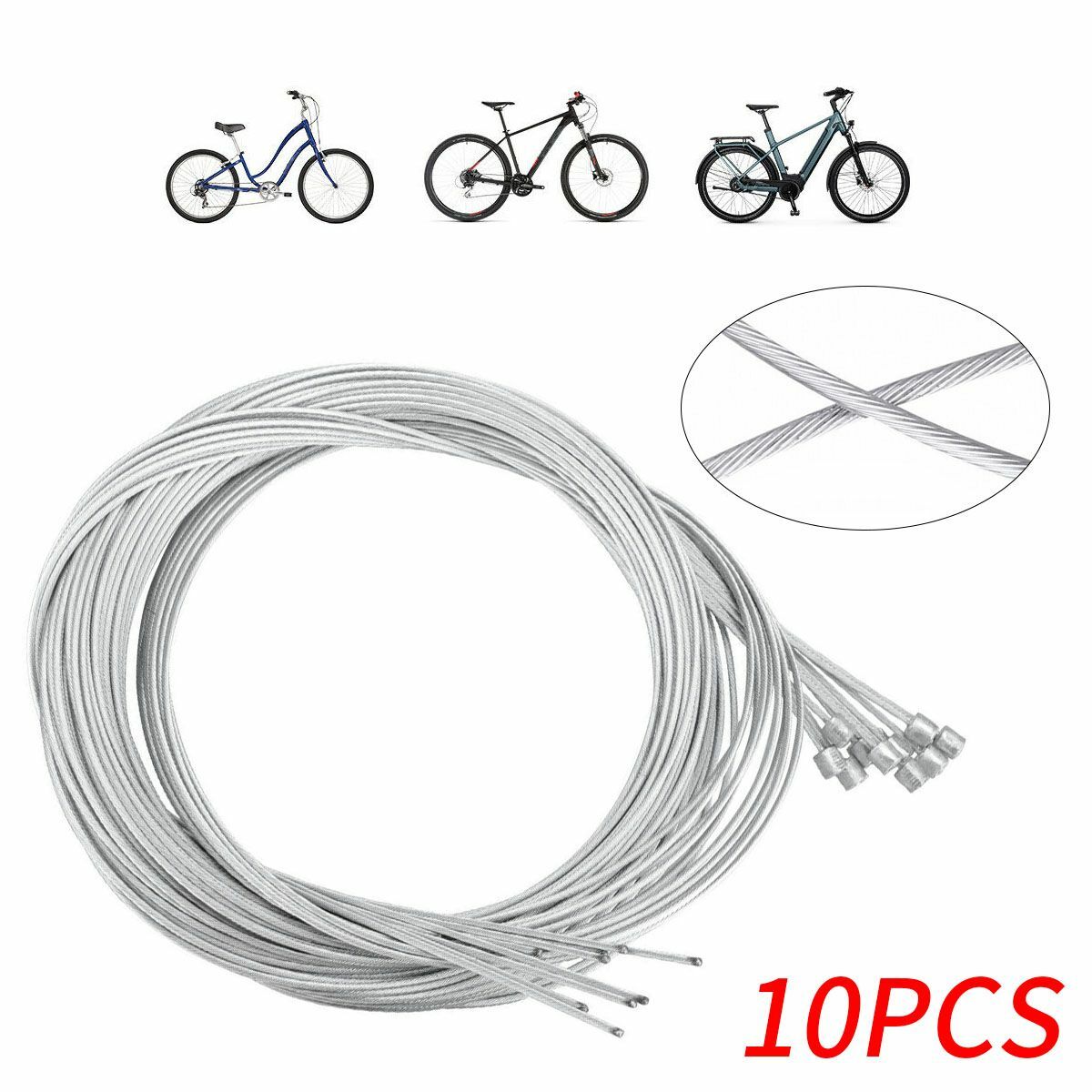 10pcs Bicycle Brake & Shift Cables Stainless Steel Inner Wire Kit