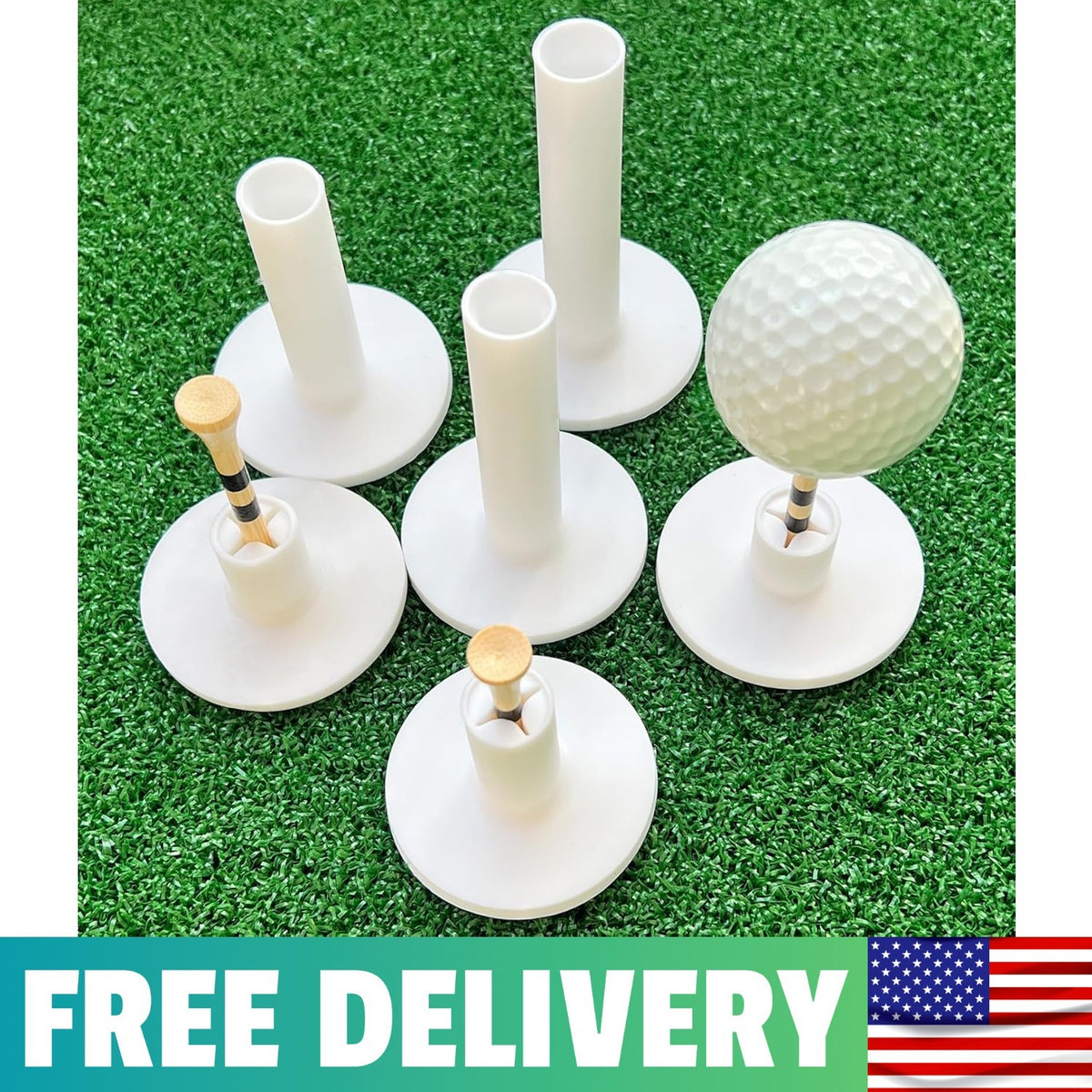 16-Piece Rubber & Bamboo Golf Tees Set for Indoor & Outdoor Use