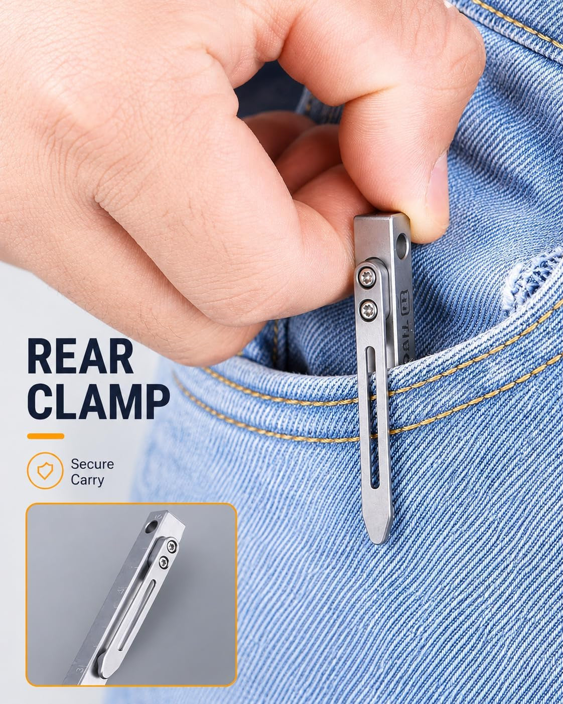 Titanium Pry Bar 5 Inch Lightweight EDC Pocket Tool with Clip