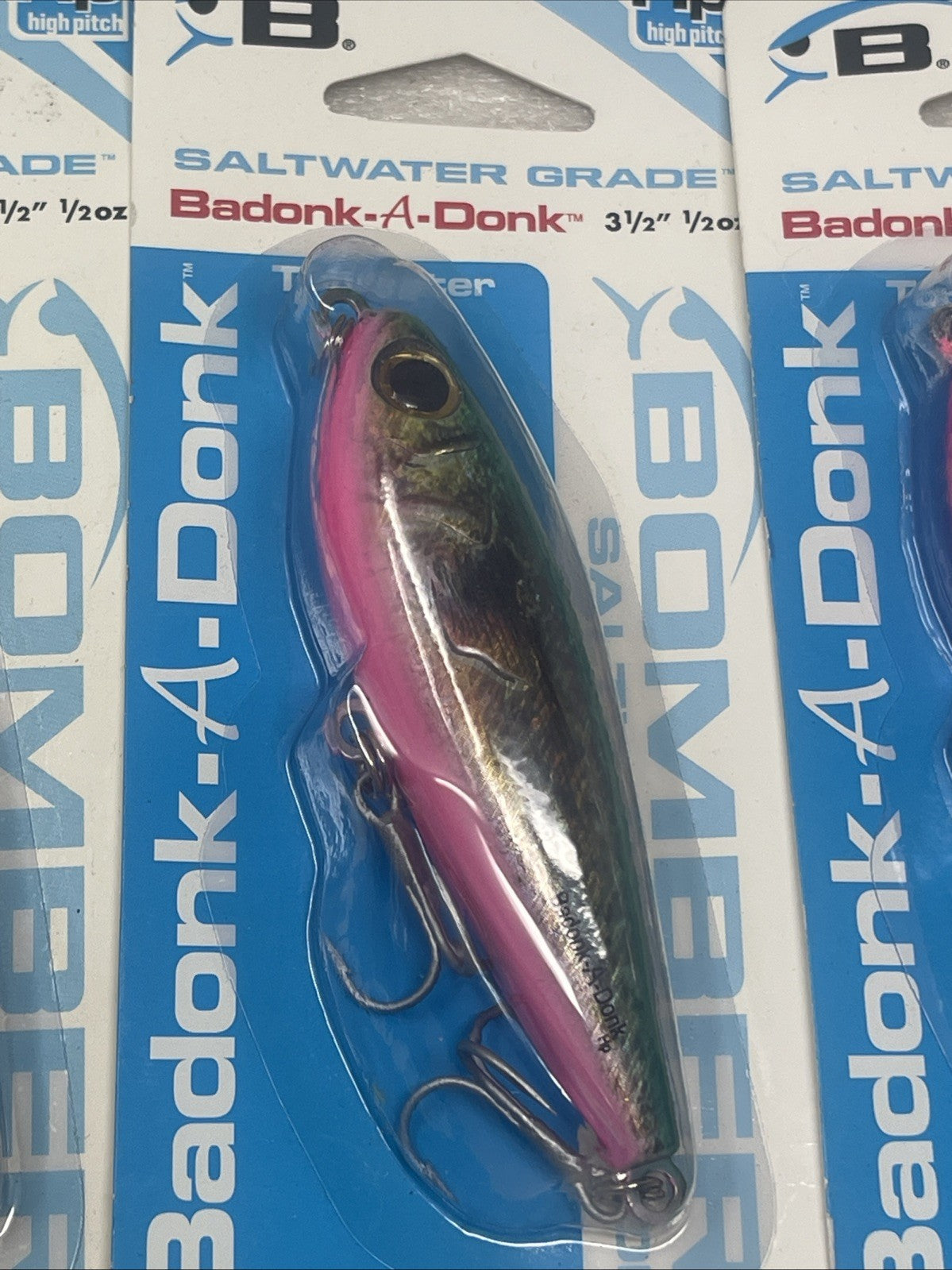 Saltwater Topwater Fishing Lures Lot of 8 - Bomber Badonk-A-Donk Set 3.5 & 4 Inch