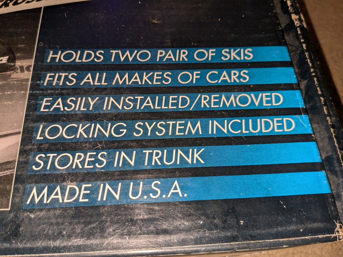 Vintage Magnetic Ski Rack Car Carrier - Fits 2 Skis, Black, New Old Stock