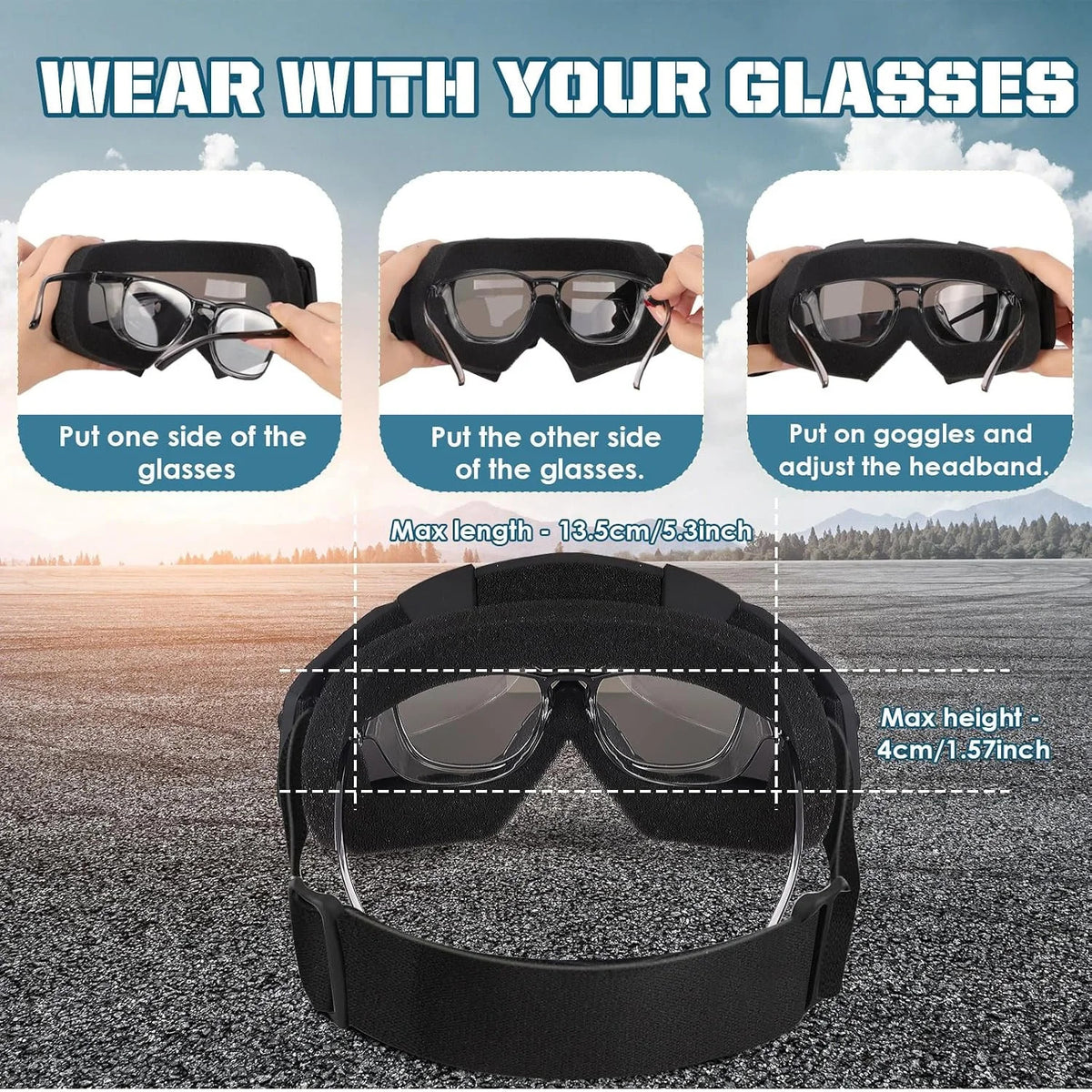 Motorcycle Goggles for ATV Dirt Bike Motocross - Impact-Resistant UV Protection