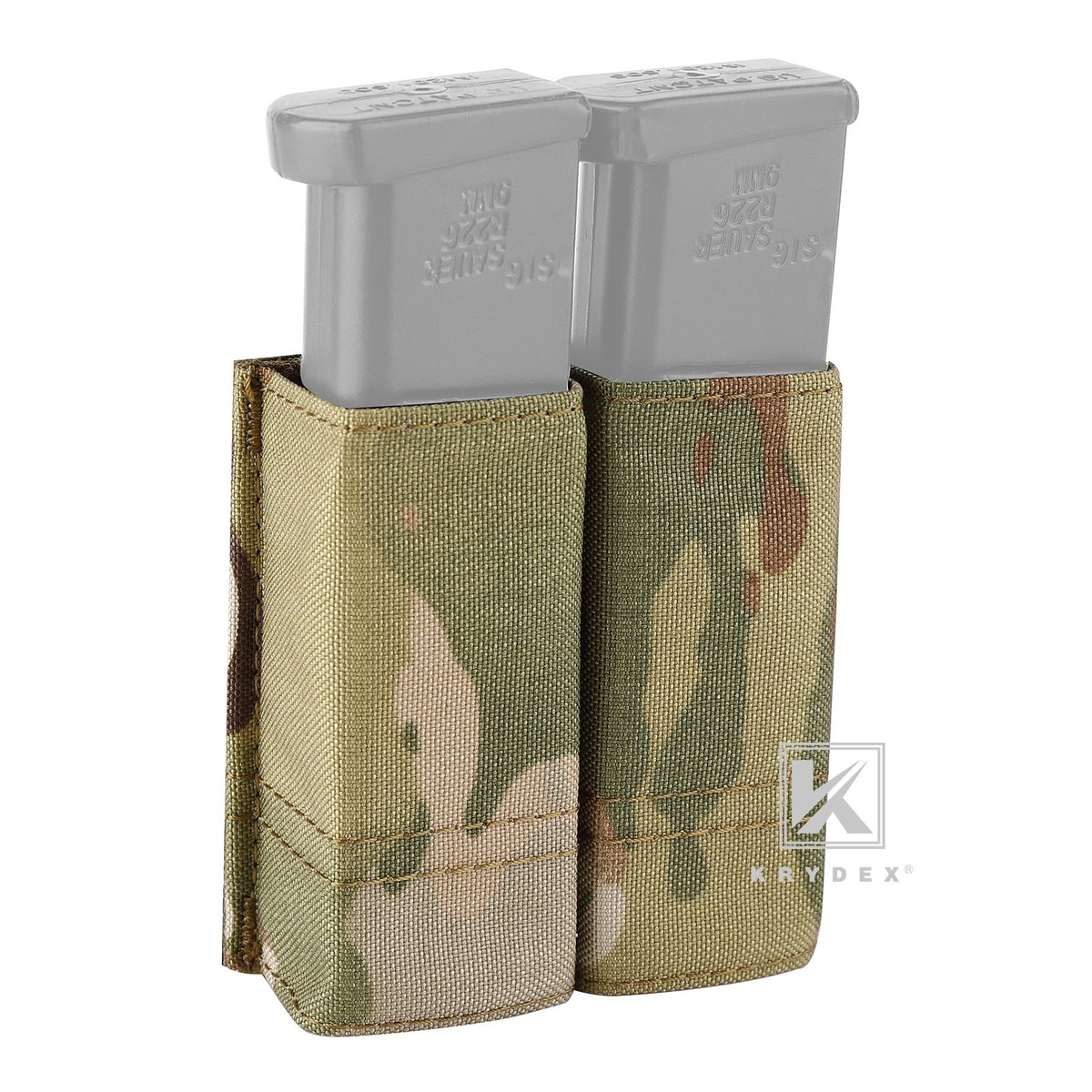 Tactical 9mm Pistol Magazine Pouch Double Mag Holder MOLLE Duty Belt Accessory
