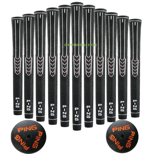 Golf Club Grips Oversize +1/16 Black Orange Ribbed Set of 3-6+ Options